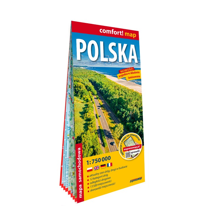 Pologne (Polska) ; carte routière, laminée 1 : 750 000 ExpressMap