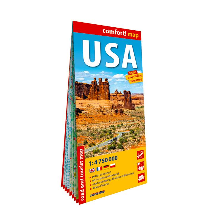 États-Unis d'Amérique (USA) ; carte routière et touristique, laminée 1 :  4 750 000 ExpressMap